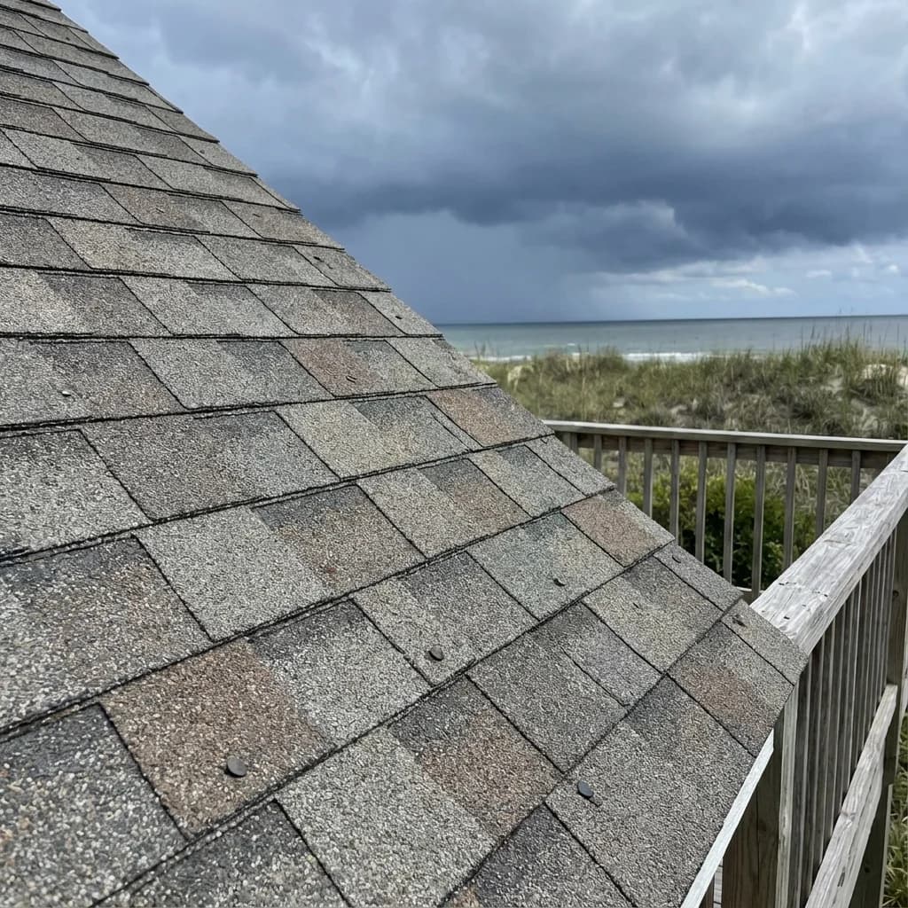 Detail of coastal roofing materials