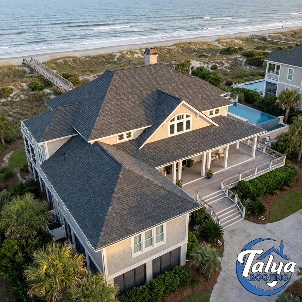 Beachfront home on a Georgia barrier island with salt-resistant roofing system installed