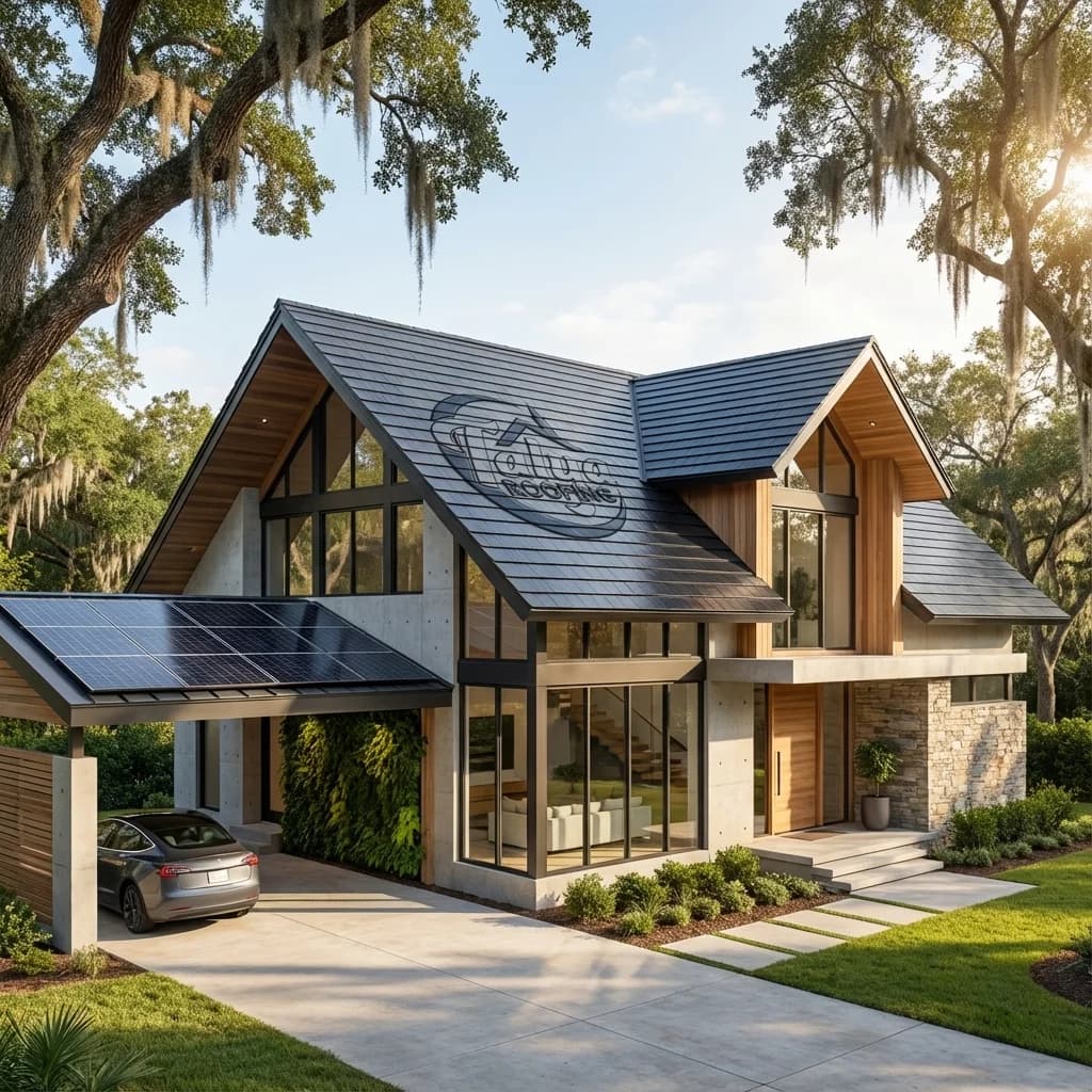 Beautiful home in Savannah GA with integrated solar roof tiles