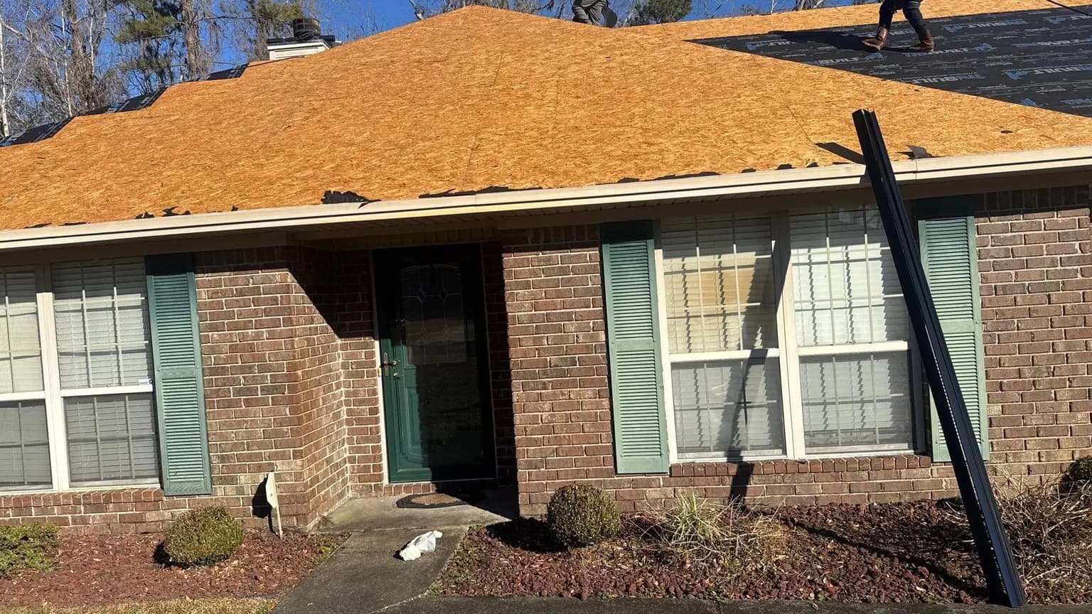 Talya Roofing crew completing a shingle roof repair on a Hinesville GA home near Fort Stewart