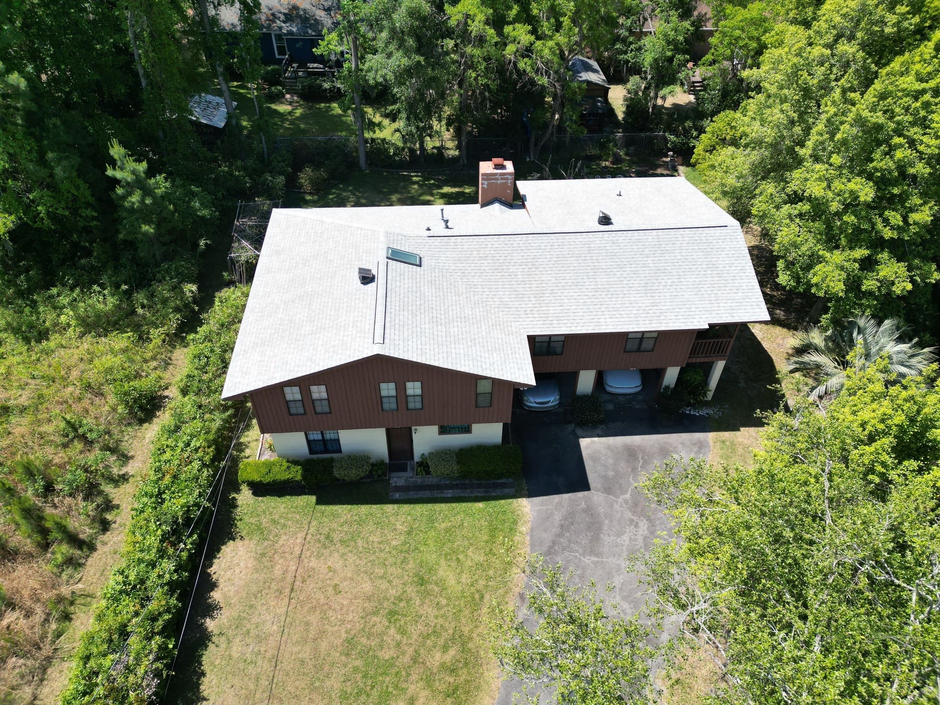 Aerial view of completed Oyster Shell roof Savannah GA