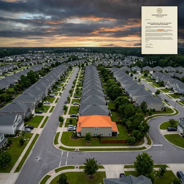 HOA violation notice letter next to a Savannah home requiring roof replacement