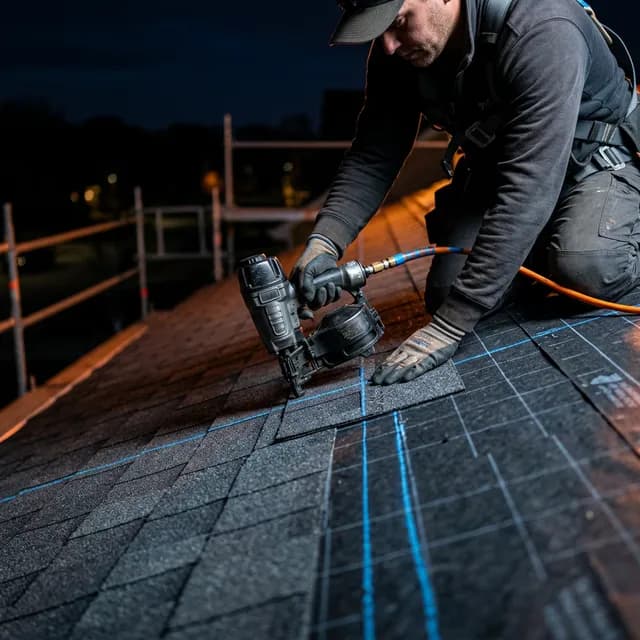 Professional roofing crew performing a premium shingle installation step by step