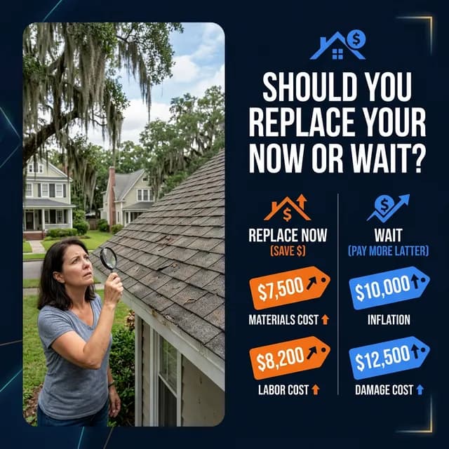Aging asphalt shingle roof showing wear that may need immediate replacement in 2026