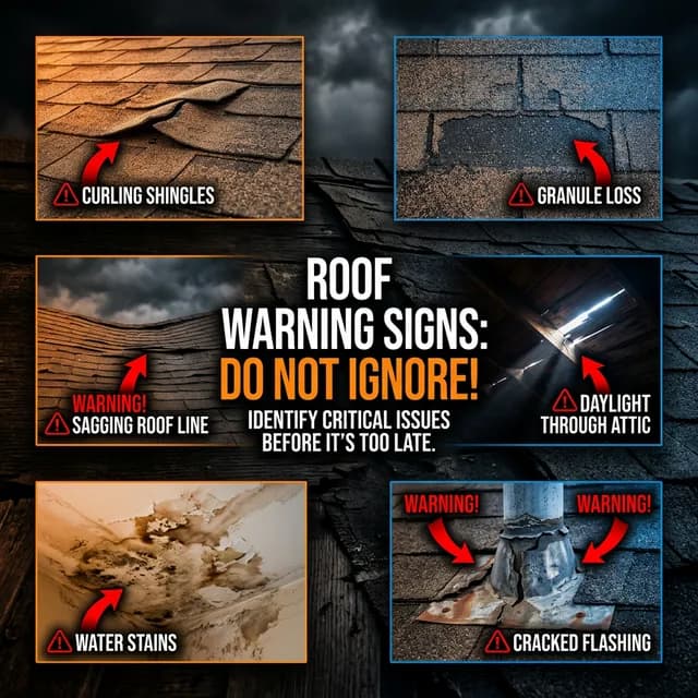 Close-up of damaged curling shingles showing warning signs that a roof needs replacement