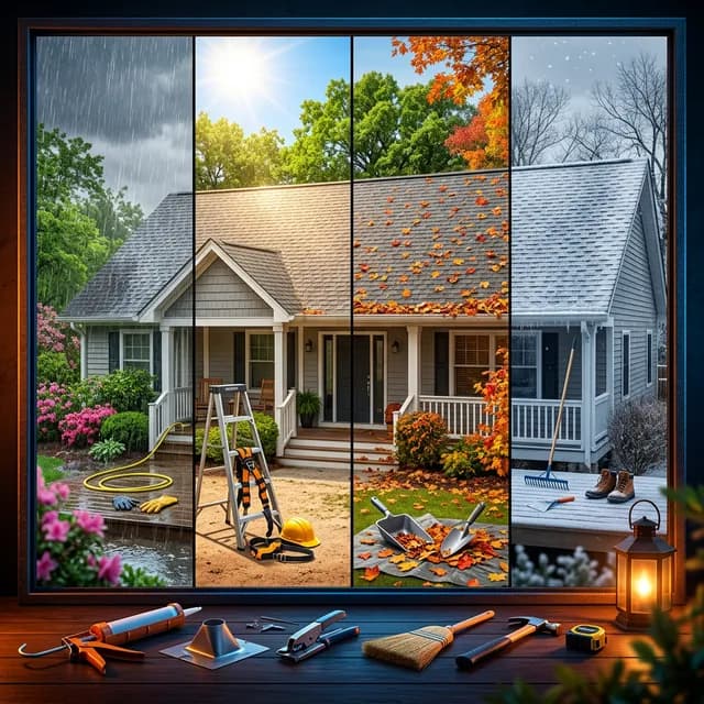 Seasonal calendar with weekly roof maintenance tips for coastal Georgia homeowners