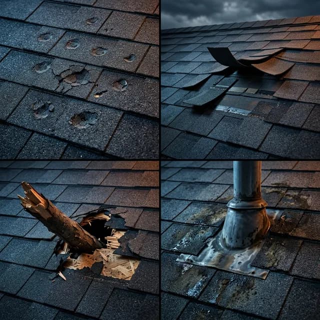 Hidden storm damage on shingles that could void a roof warranty if left unrepaired