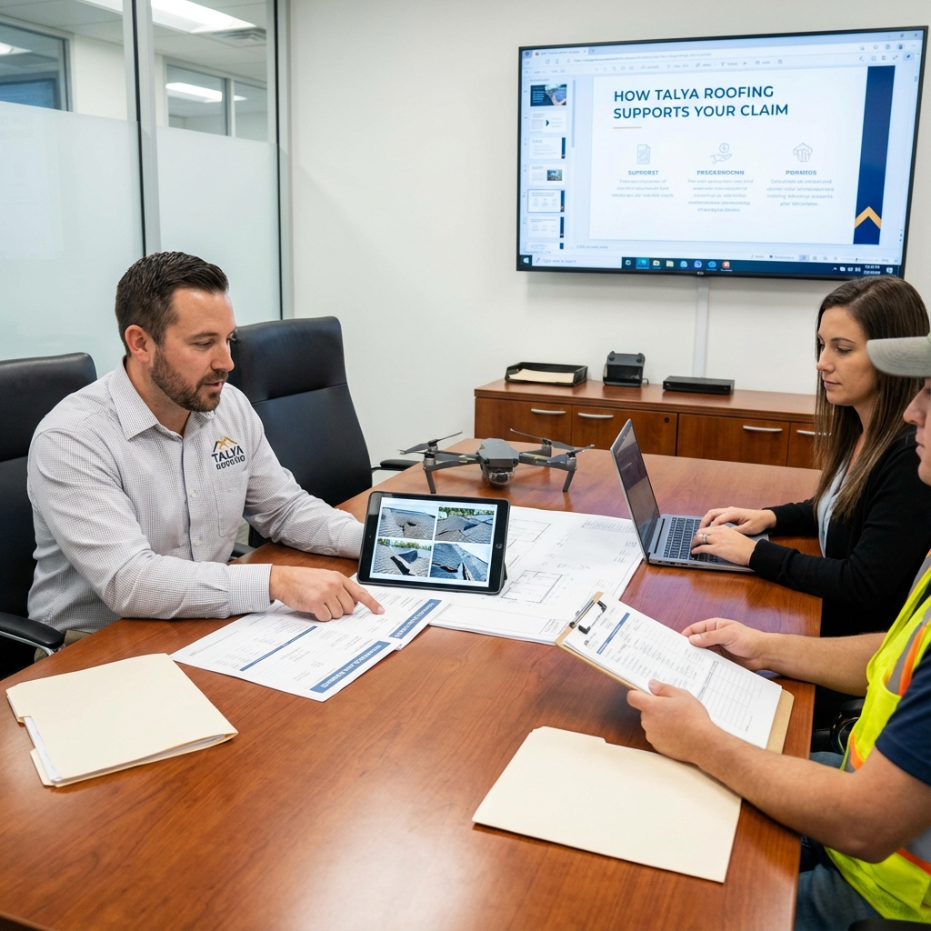 Detailed view of roofing insurance claim process