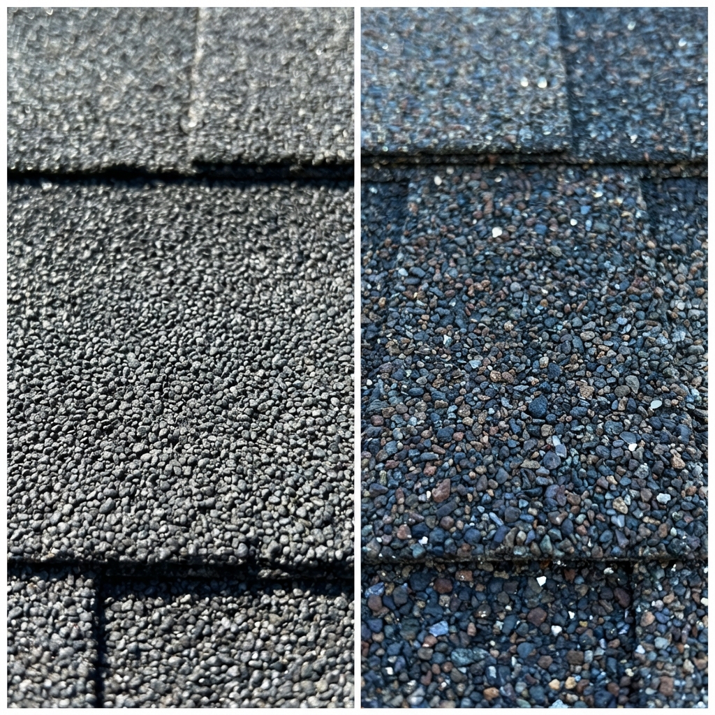 Close up texture comparison of GAF vs CertainTeed shingles