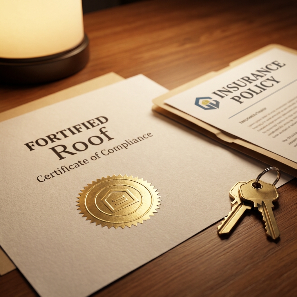 Fortified Roof certificate and insurance policy documents